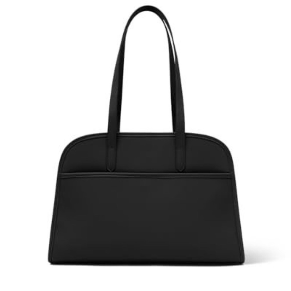 Black Vegan Leather Laptop Tote Bag – 15.6” Professional Work Purse | New